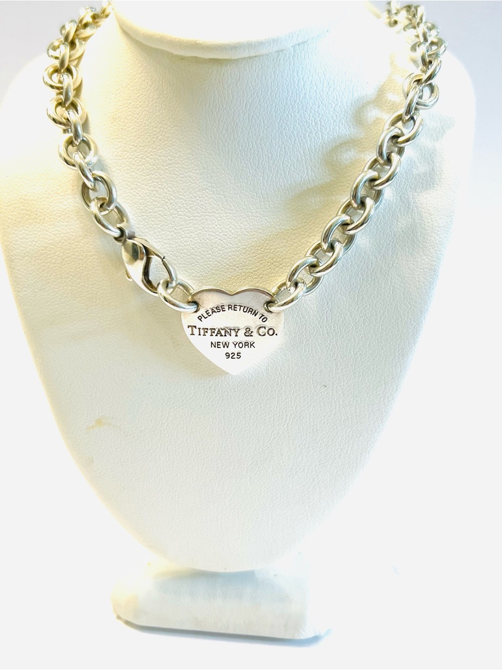 Tiffany & Co. Return Heart Tag Necklace In 925 Silver 54g 15 Inch
